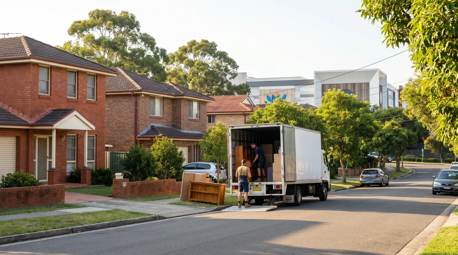 Removalists at work on a street in Miranda